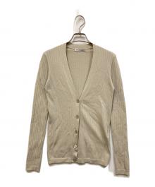 MADISON BLUE（マディソンブルー）の古着「シルク・ナイロン ワイドリブカーディガン」｜ベージュ