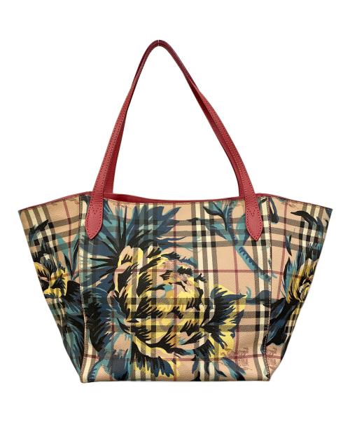 BURBERRY LONDON（バーバリーロンドン）BURBERRY LONDON (バーバリーロンドン) BURBERRY HAYMARKET フローラルプリントトートバック ピンクベージュの古着・服飾アイテム