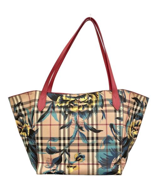 BURBERRY LONDON（バーバリーロンドン）BURBERRY LONDON (バーバリーロンドン) BURBERRY HAYMARKET フローラルプリントトートバック ピンクベージュの古着・服飾アイテム