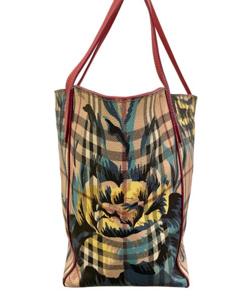 BURBERRY LONDON（バーバリーロンドン）BURBERRY LONDON (バーバリーロンドン) BURBERRY HAYMARKET フローラルプリントトートバック ピンクベージュの古着・服飾アイテム