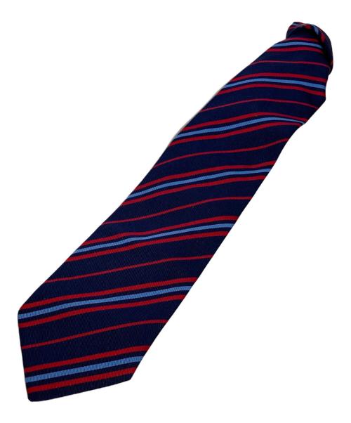 HERMES（エルメス）HERMES (エルメス) シルクレジメントネクタイ ネイビー×レッド サイズ:-の古着・服飾アイテム