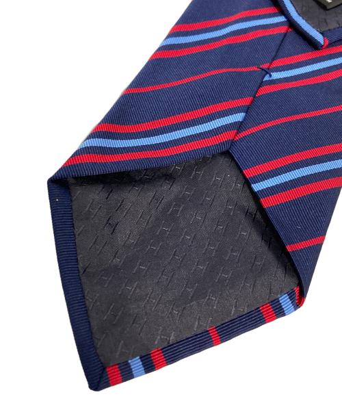 HERMES（エルメス）HERMES (エルメス) シルクレジメントネクタイ ネイビー×レッド サイズ:-の古着・服飾アイテム