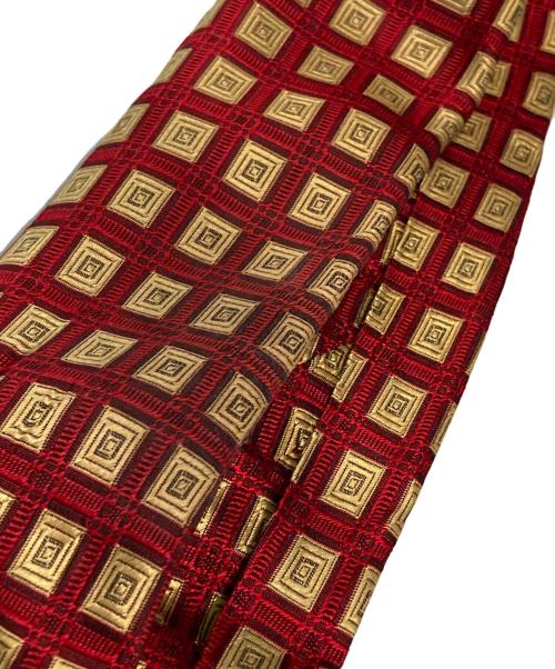 HERMES（エルメス）HERMES (エルメス) 総柄シルクネクタイ レッド×ゴールド サイズ:-の古着・服飾アイテム