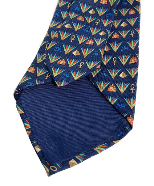 HERMES（エルメス）HERMES (エルメス) 総柄シルクネクタイ ネイビー サイズ:-の古着・服飾アイテム