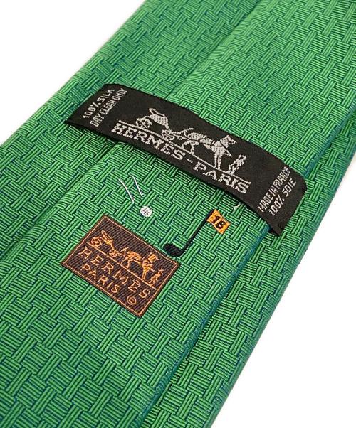 HERMES（エルメス）HERMES (エルメス) ファソネ織 シルクネクタイ グリーン サイズ:-の古着・服飾アイテム
