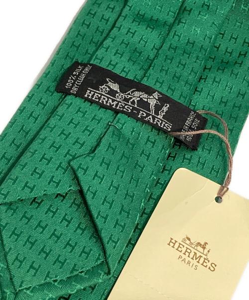HERMES（エルメス）HERMES (エルメス) ファソネH織 シルクネクタイ グリーン サイズ:--の古着・服飾アイテム