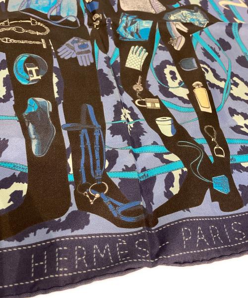 HERMES（エルメス）HERMES (エルメス) ムッシュ＆マダムカ柄/プチカレ40/シルクスカーフ ネイビーの古着・服飾アイテム