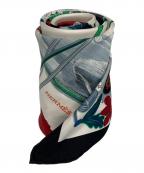 HERMESエルメス）の古着「カレ90/LES BOLIDES/RACE CARS シルクスカーフ」｜ホワイト×ブラック