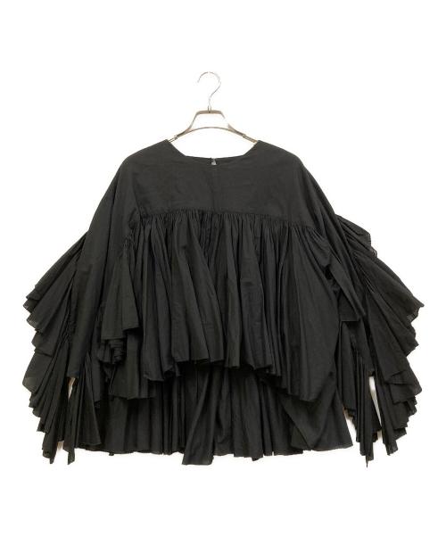 aayushi（アユ―シ）AAYUSHI (アユ―シ) インドコットンフリルティアードブラウス ブラック サイズ:表記なしの古着・服飾アイテム