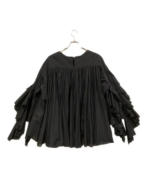 aayushi（アユ―シ）AAYUSHI (アユ―シ) インドコットンフリルティアードブラウス ブラック サイズ:表記なしの古着・服飾アイテム