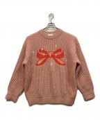 COACHコーチ）の古着「クルーネック ボウ セーター リサイクルウール」｜ピンク
