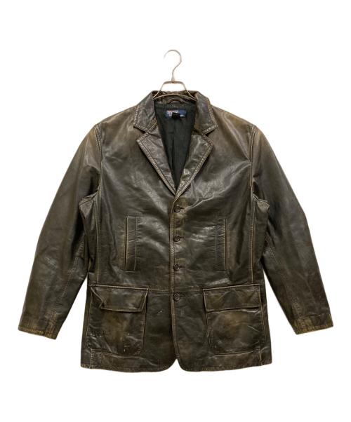 POLO RALPH LAUREN（ポロ・ラルフローレン）POLO RALPH LAUREN (ポロ・ラルフローレン) 90ｓ レザーカーコート グレー サイズ:Lの古着・服飾アイテム