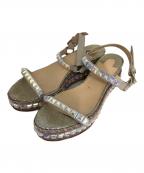 Christian Louboutinクリスチャン・ルブタン）の古着「クリスタルスタッズサンダル」｜ベージュ