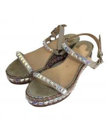 Christian Louboutin（クリスチャン・ルブタン）の古着「クリスタルスタッズサンダル」｜ベージュ