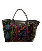 LONGCHAMPロンシャン）の古着「総柄ベロアトート」｜ブラック