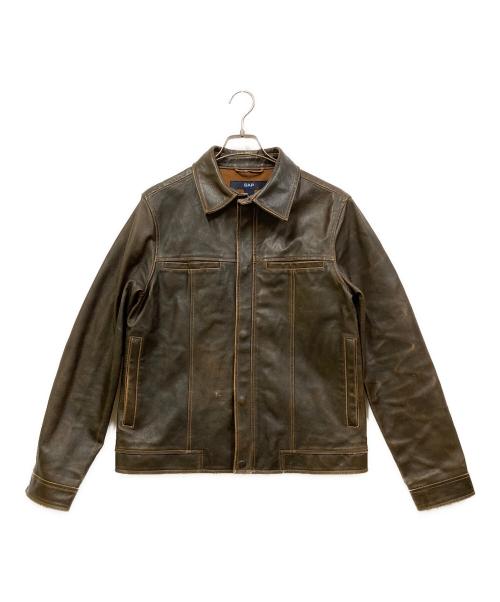 GAP（ギャップ）GAP (ギャップ) 00sカウレザージップブルゾン ブラウン サイズ:SIZE XSの古着・服飾アイテム