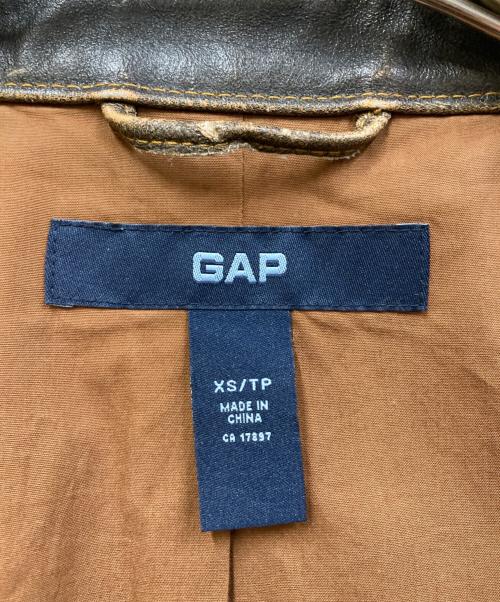 GAP（ギャップ）GAP (ギャップ) 00sカウレザージップブルゾン ブラウン サイズ:SIZE XSの古着・服飾アイテム