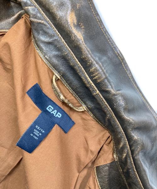GAP（ギャップ）GAP (ギャップ) 00sカウレザージップブルゾン ブラウン サイズ:SIZE XSの古着・服飾アイテム