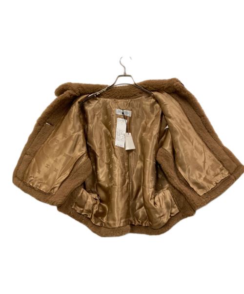 MaxMara（マックスマーラ）MaxMara (マックスマーラ) NEWTERZO TEDDY テディベア ケープボアケープ キャメル サイズ:Sの古着・服飾アイテム