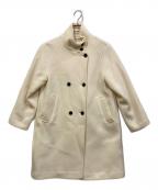 nano・universeナノ・ユニバース）の古着「24AW PECOLAMBウールカシミヤスタンドカラーコート」｜ホワイト