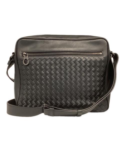 BOTTEGA VENETA（ボッテガベネタ）BOTTEGA VENETA (ボッテガベネタ) イントレチャートメッセンジャーバッグ ブラックの古着・服飾アイテム