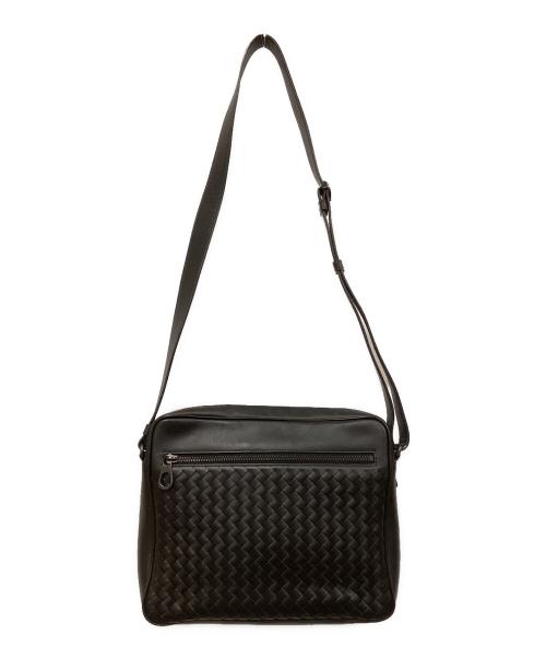 BOTTEGA VENETA（ボッテガベネタ）BOTTEGA VENETA (ボッテガベネタ) イントレチャートメッセンジャーバッグ ブラックの古着・服飾アイテム