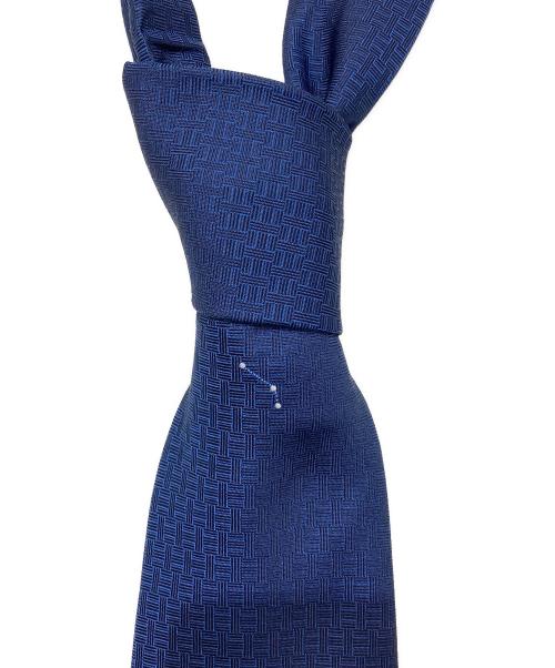 HERMES（エルメス）HERMES (エルメス) H柄ネクタイ ネイビー サイズ:表記なしの古着・服飾アイテム