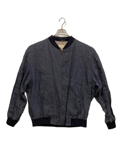 ERMENEGILDO ZEGNA（エルメネジルド・ゼニア）ERMENEGILDO ZEGNA (エルメネジルド・ゼニア) リネンMA-1ジャケット インディゴ サイズ:50の古着・服飾アイテム