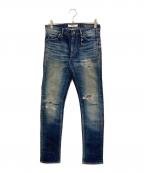 FDMTLファンダメンタル）の古着「ダメージ加工スキニーフィットストレッチデニムパンツ」｜インディゴ