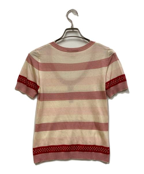 LOUIS VUITTON（ルイ ヴィトン）LOUIS VUITTON (ルイ ヴィトン) S/S モノグラム・ボーダーニット ホワイト×レッド サイズ:Mの古着・服飾アイテム