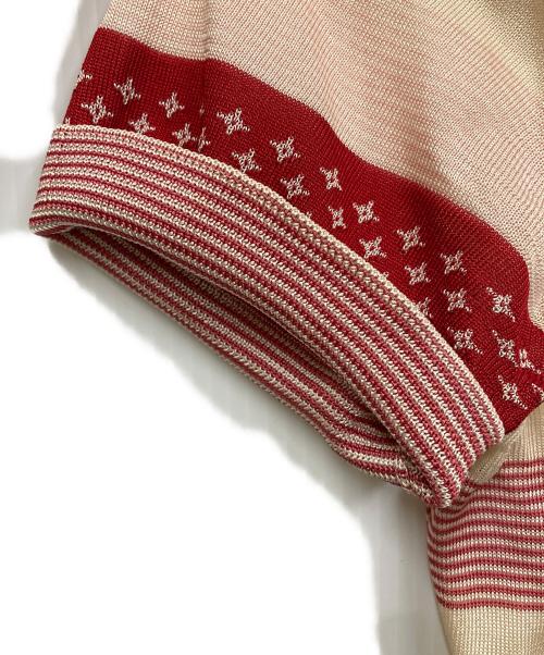 LOUIS VUITTON（ルイ ヴィトン）LOUIS VUITTON (ルイ ヴィトン) S/S モノグラム・ボーダーニット ホワイト×レッド サイズ:Mの古着・服飾アイテム