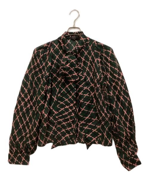 GUCCI（グッチ）GUCCI (グッチ) シルクボウタイブラウス グリーン サイズ:40の古着・服飾アイテム