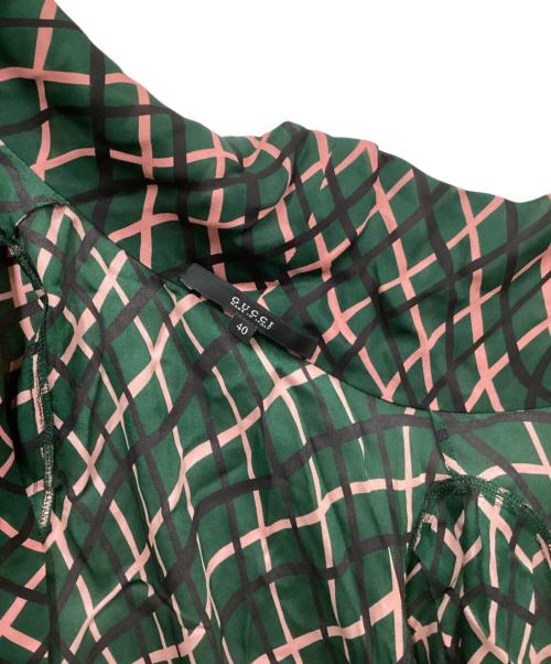 GUCCI（グッチ）GUCCI (グッチ) シルクボウタイブラウス グリーン サイズ:40の古着・服飾アイテム