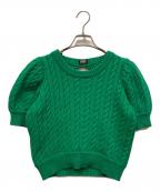 PAMEO POSEパメオポーズ）の古着「S/S パフスリーブケーブルニット」｜グリーン