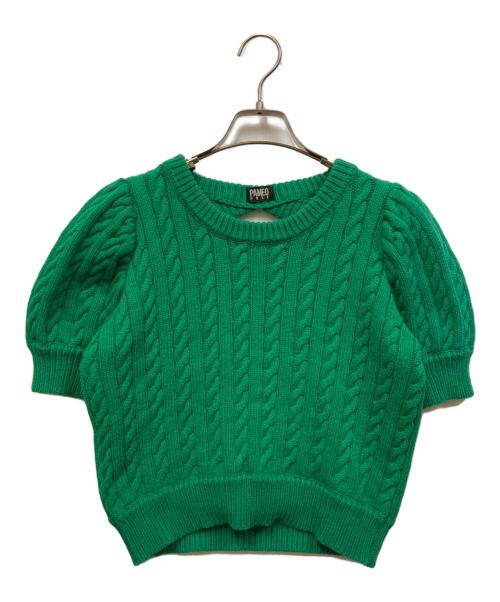 PAMEO POSE（パメオポーズ）PAMEO POSE (パメオポーズ) S/S パフスリーブケーブルニット グリーン サイズ:SIZE Freeの古着・服飾アイテム
