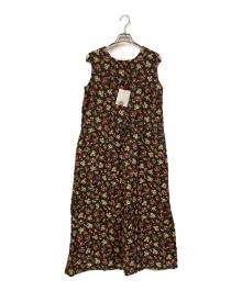 CHILD WOMAN（チャイルドウーマン）の古着「フルーツ柄リネンブレンドノースリーブワンピース」｜ブラウン