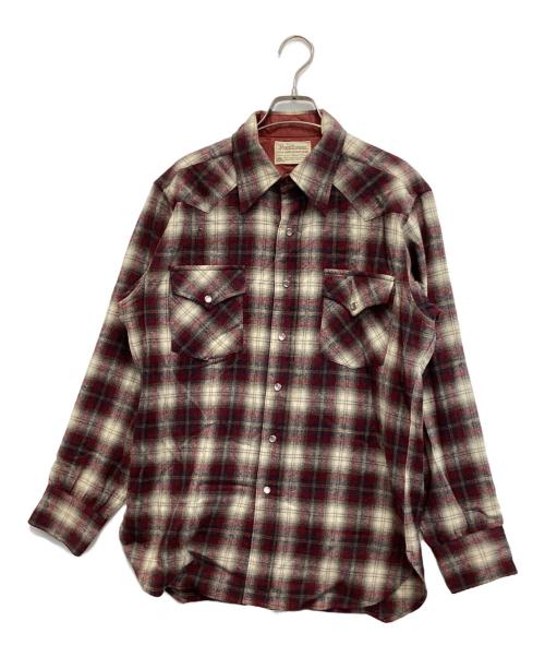 PENDLETON（ペンドルトン）PENDLETON (ペンドルトン) 70s ウエスタンウールチェックシャツ レッド サイズ:Mの古着・服飾アイテム