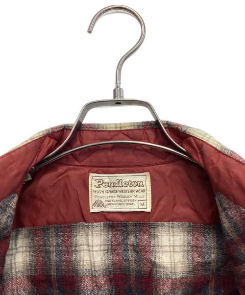 PENDLETON（ペンドルトン）PENDLETON (ペンドルトン) 70s ウエスタンウールチェックシャツ レッド サイズ:Mの古着・服飾アイテム