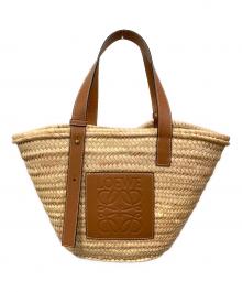LOEWE（ロエベ）の古着「バスケットバッグ（ヤシの葉＆カーフ）スモール」｜ベージュ