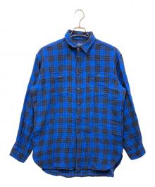POLO RALPH LAUREN（ポロ・ラルフローレン）の古着「フランネルガーゼチェックシャツ」｜ブルー×ブラック