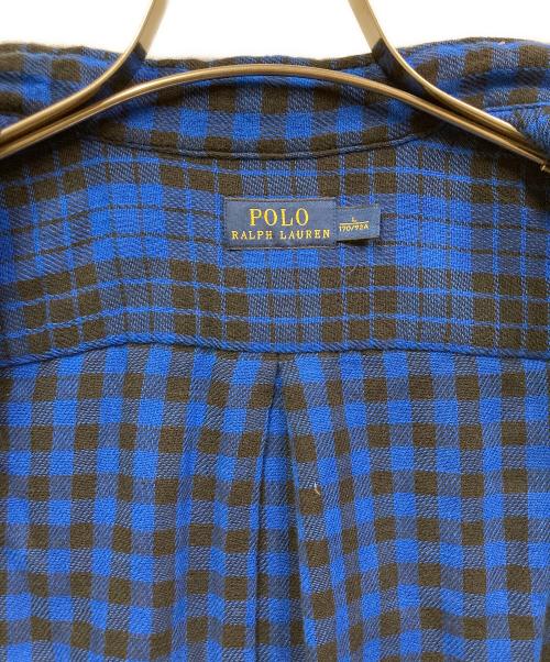 POLO RALPH LAUREN（ポロ・ラルフローレン）POLO RALPH LAUREN (ポロ・ラルフローレン) フランネルガーゼチェックシャツ ブルー×ブラック サイズ:SIZE Lの古着・服飾アイテム