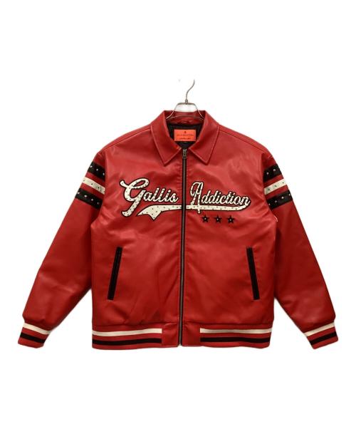 GALLIS ADDICTION（ガリスアディクション）GALLIS ADDICTION (ガリスアディクション) GA PU STUDS VERSITY JKT レッド サイズ:Ｌの古着・服飾アイテム