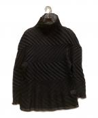 me ISSEY MIYAKEミーイッセイ ミヤケ）の古着「ハイネックプリーツカットソー」｜ブラック