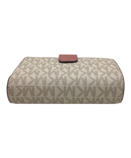 MICHAEL KORS（マイケル・コース）MICHAEL KORS (マイケル・コース) PVCシグネチャーL字折り財布 ホワイトの古着・服飾アイテム