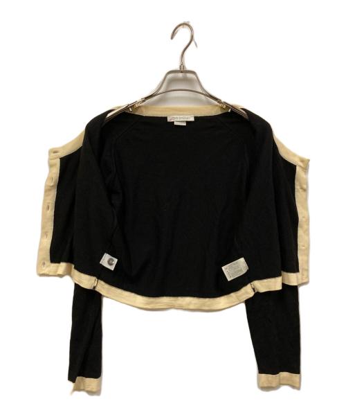 JOHN SMEDLEY（ジョンスメドレー）JOHN SMEDLEY (ジョンスメドレー) ウールバイカラーカーディガン ブラック×ホワイト サイズ:Sの古着・服飾アイテム