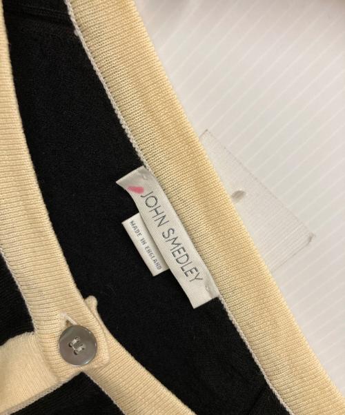 JOHN SMEDLEY（ジョンスメドレー）JOHN SMEDLEY (ジョンスメドレー) ウールバイカラーカーディガン ブラック×ホワイト サイズ:Sの古着・服飾アイテム