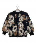 Ameri VINTAGEアメリヴィンテージ）の古着「VERONICAJACQUARDKNIT CARDIGAN カーディガン」｜ブラック×ブラウン