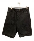 COMOLIコモリ）の古着「ベルテッドデニムショーツ」｜ブラック