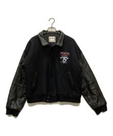 Mac Murray（マックマレー）の古着「80-90's レザー切替スタジャン」｜ブラック