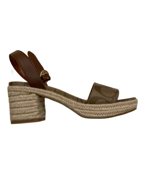 COACH（コーチ）COACH (コーチ) シグネチャーエスパドリーユサンダル ベージュ サイズ:24cmの古着・服飾アイテム